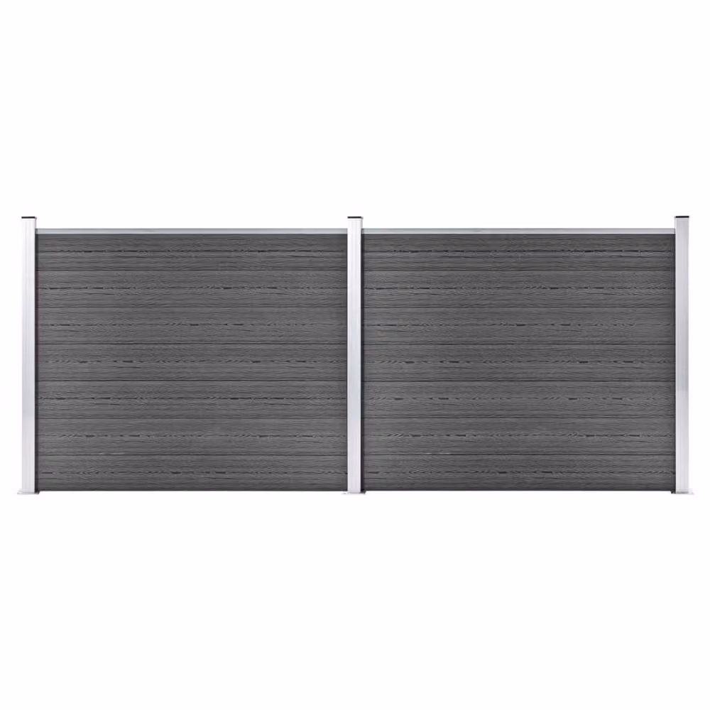 Berkfield Home WPC Fence Panel Set in Black, W: 353 cm, H: 146 cm – 2