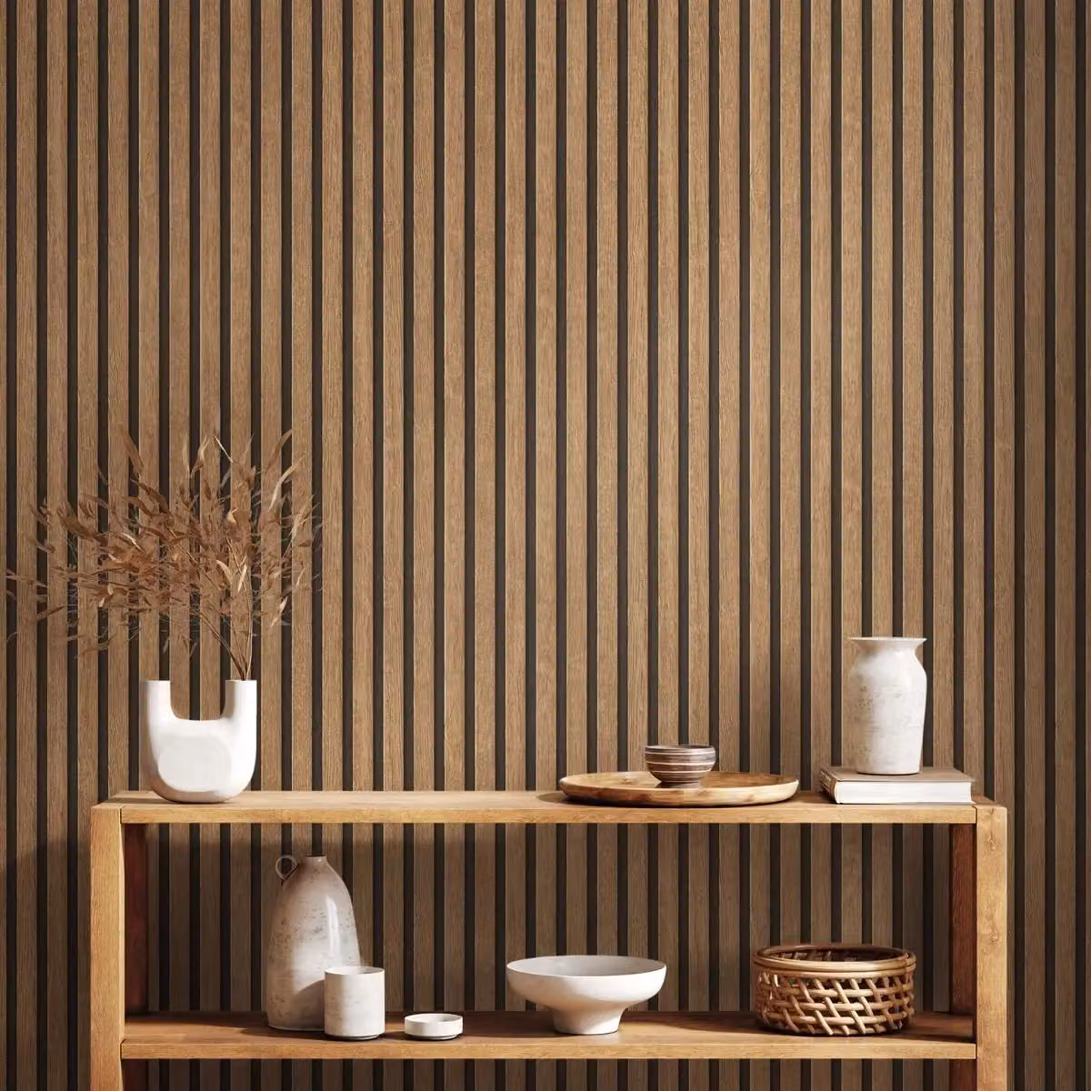 A.S. Création Wood Slats Vinyl Wallpaper in Beige and Brown Striped Design – 2