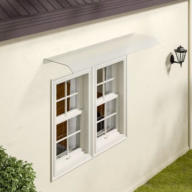 Lifeideas Outdoor Transparent Frosted Awning in White, W: 120 cm, D: 33 cm