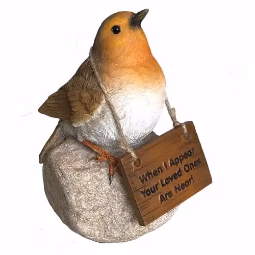 Animal Crackers Remembrance Robin Memorial Ornament with Loved Ones Are Near Sign, Height: 15.5 cm – 1