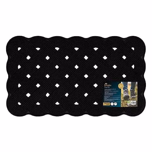 JVL Trellis Rubber Scraper Doormat, Black, W: 40 cm, D: 70 cm – 1