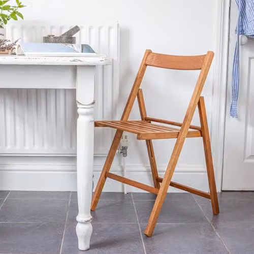 Harbour Housewares Beech Wood Folding Chair in Brown, W/D/H: 42.5 x 40.0 x 78.0 cm – 2