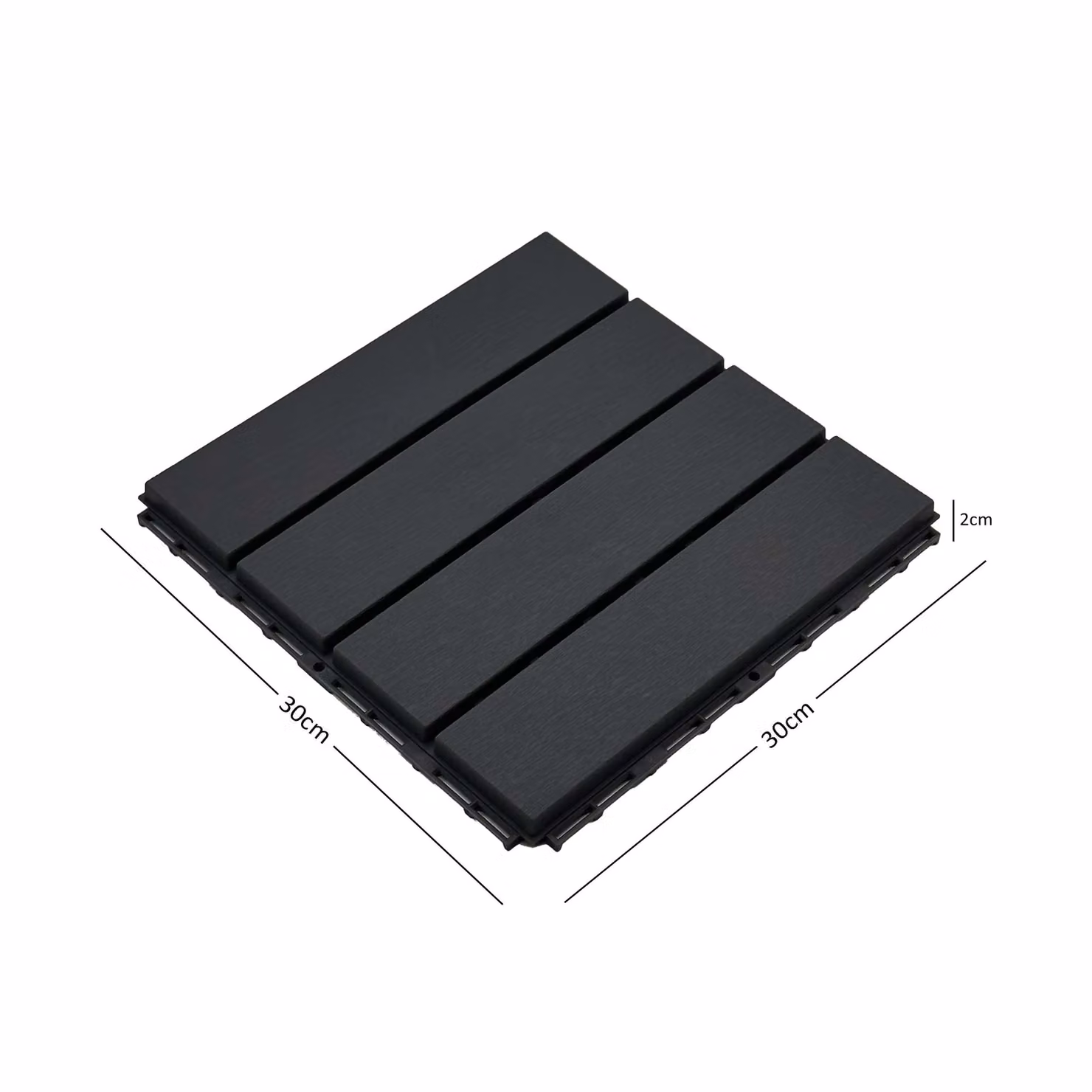 Nicoman Polydeck Interlocking Decking Tiles, Pack of 12, Black, W/D: 30 x 30 cm – 3