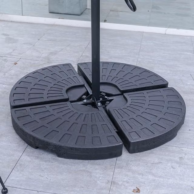 Livingandhome Black HDPE Cantilever Parasol Stand, Water or Sand-Filled Plastic Umbrella Base