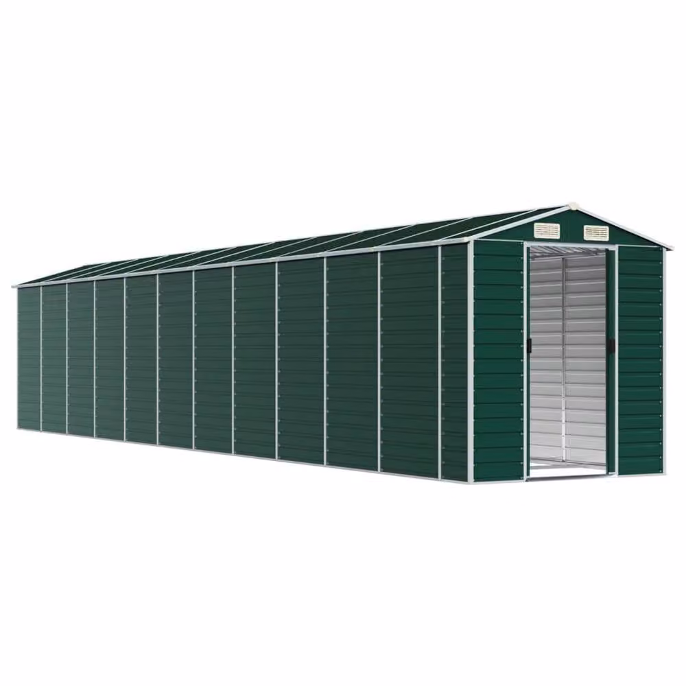 Berkfield Home Pent Garden Shed in Green Galvanised Steel, W/D/H: 191 x 980 x 198 cm – 2