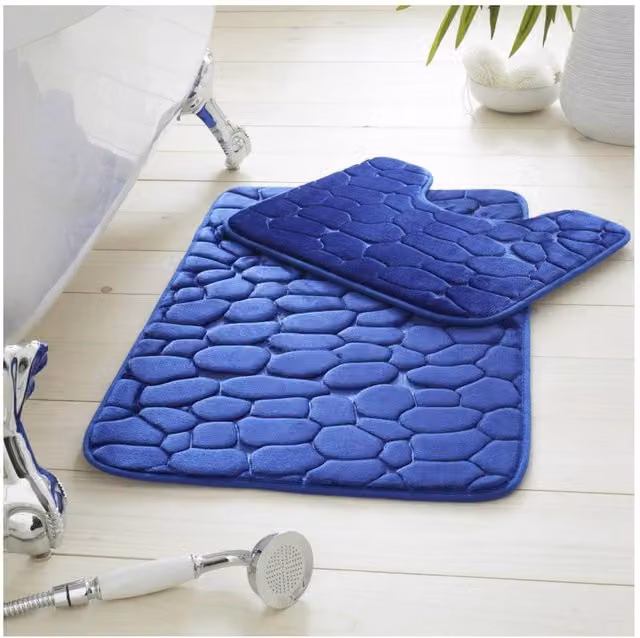 Gaveno Cavailia 2 Piece Pebble Memory Foam Bath Set in Red and Royal Blue, W/D/H: 80 x 50 x 30 cm – 1