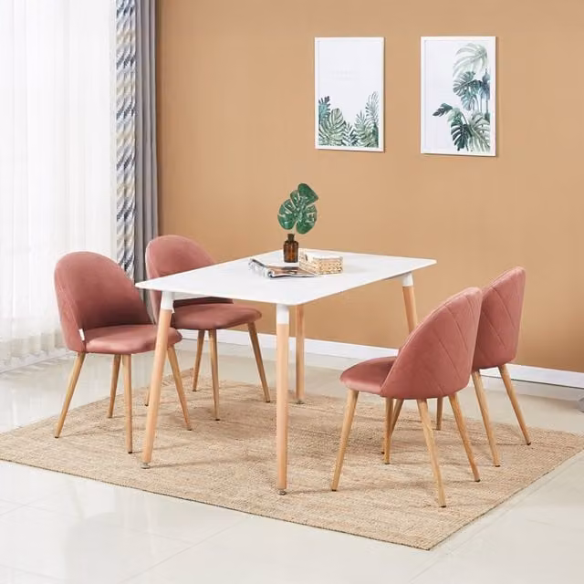Life Interiors Lucia Halo Dining Set with Rectangular Table and 4 Pink Chairs