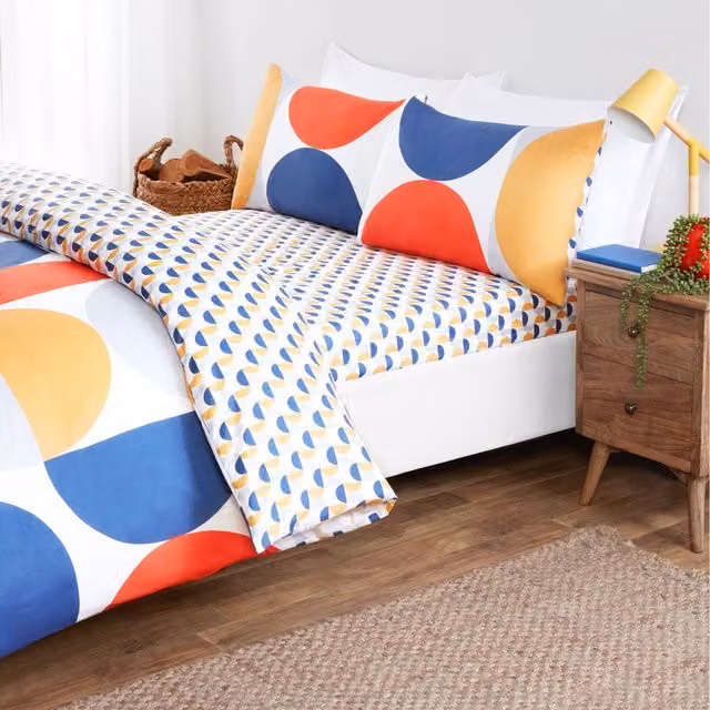 Rapport Home Baltimore Microfibre Polyester Complete Duvet Set with Pillowcase and Fitted Sheet, Multicolor/White, W: 180 cm, L: 200 cm