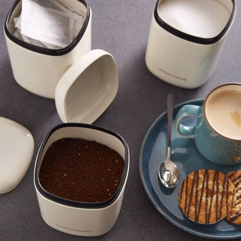 Morphy Richards Equip 3 Piece Airtight Storage Canister Set in Black, Beige and White, W/D/H: 15.5 x 10 x 10 cm – 5