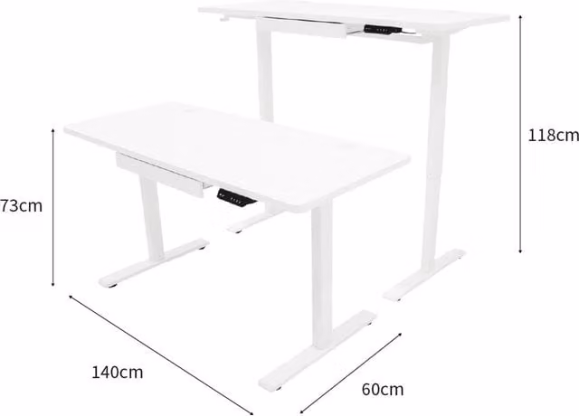 Monster Shop Electric Standing Desk with Drawer Unit, White