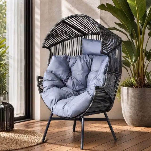 STILVORA Modern Egg Chair with Padded Seat in Grey – 1
