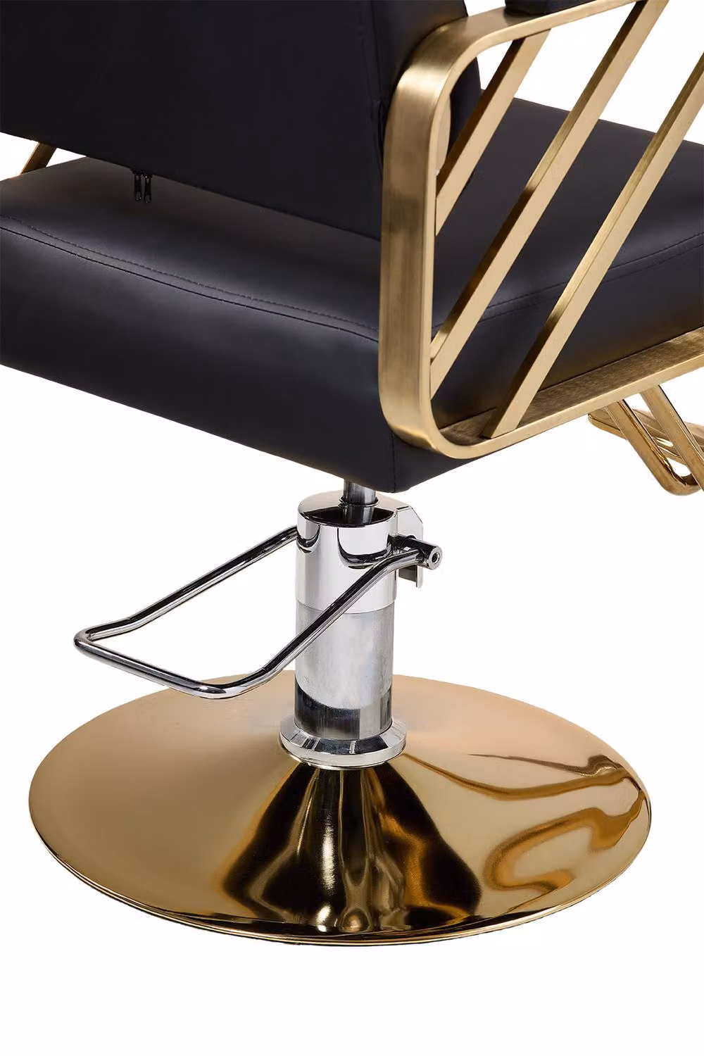 Living and Home Modern Salon Barber Chair with Swivel and Adjustable Height in Black and Gold – 7