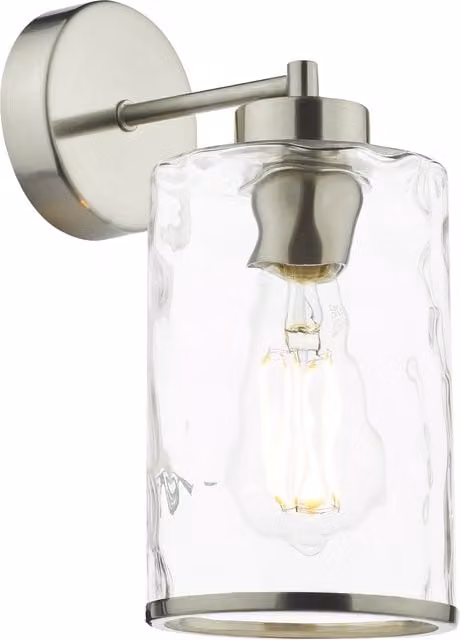 Dar Silver Modern Cylinder Wall Lamp with Transparent Glass and Metal Finish