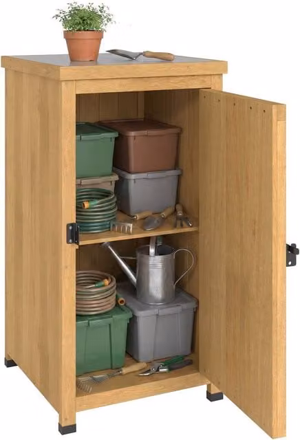 OUTSUNNY Wooden Corner Cabinet with Internal Shelving, Brown, W/D/H: 45.0 x 42.0 x 85.0 cm – 1