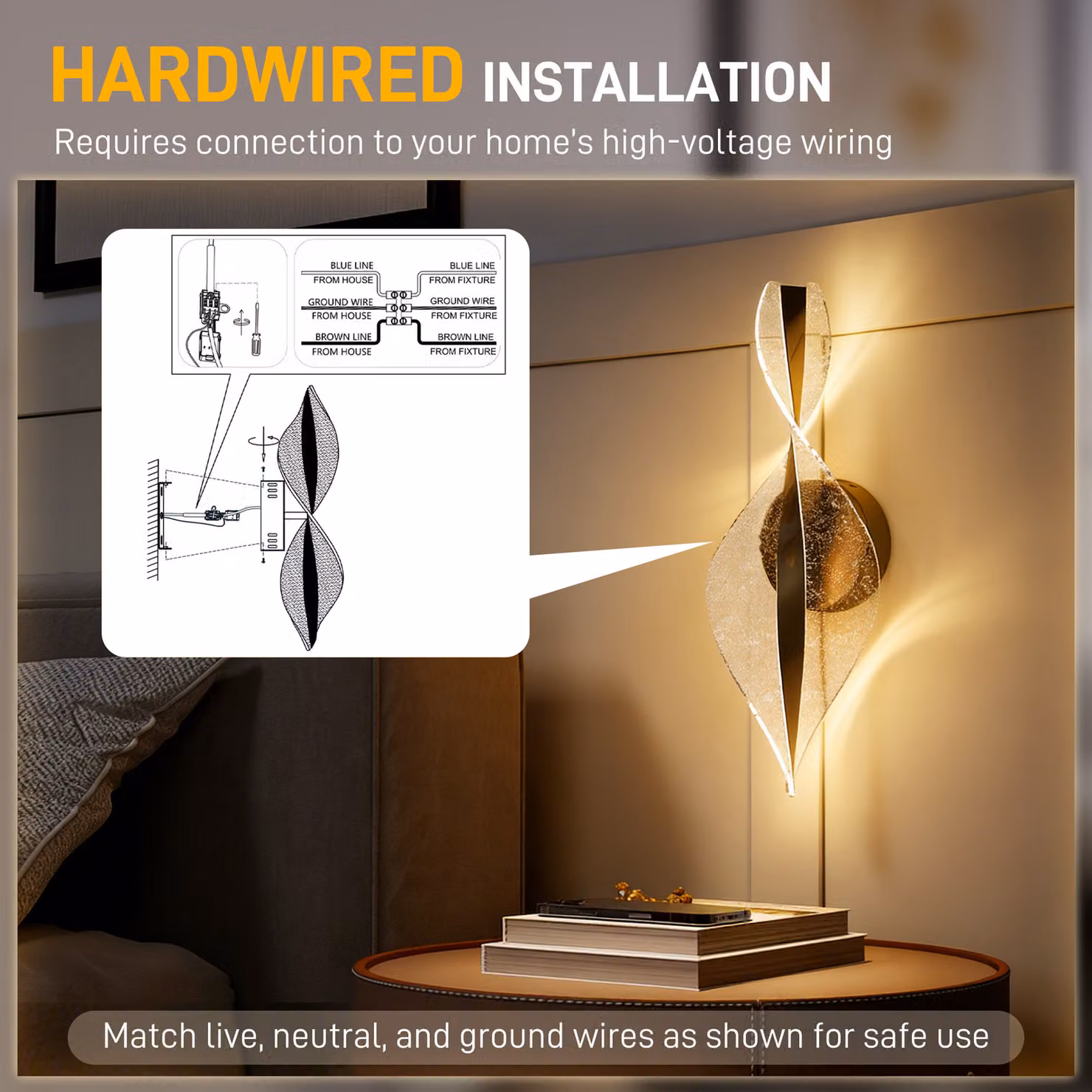 HOMCOM 2 Pack Modern LED Spiral Wall Lamps in Black with Adjustable Colour Temperature – 5