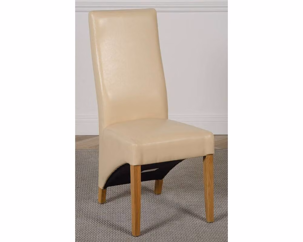 Thats Furniture Dakota Oak Dining Table and 6 Lola Upholstered Leather Chairs Set in Ivory, W: 182 cm, D: 92 cm – 3