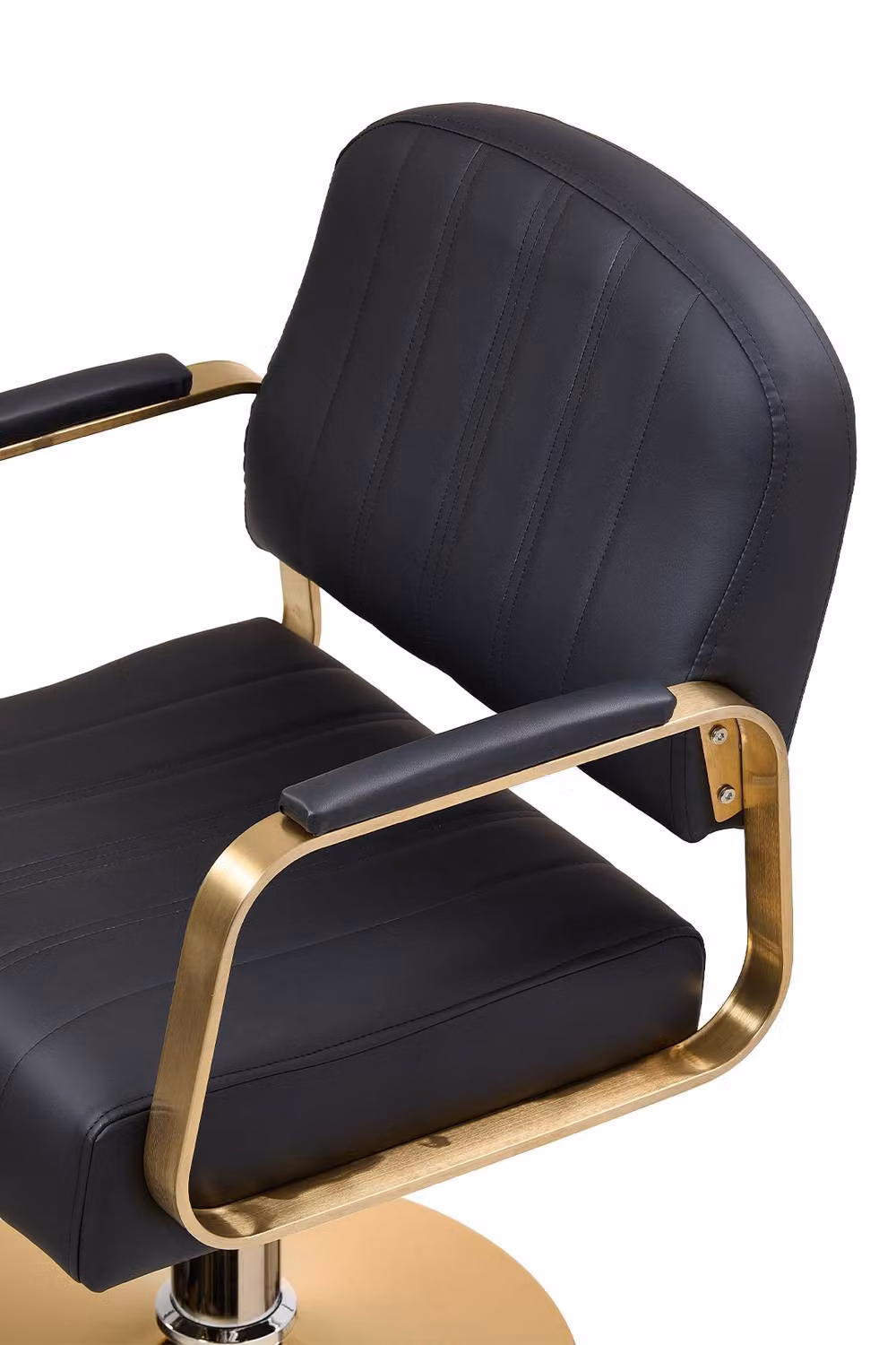 Living and Home Swivel Barber Chair with Adjustable Height and Armrests in Black Synthetic Leather – 4