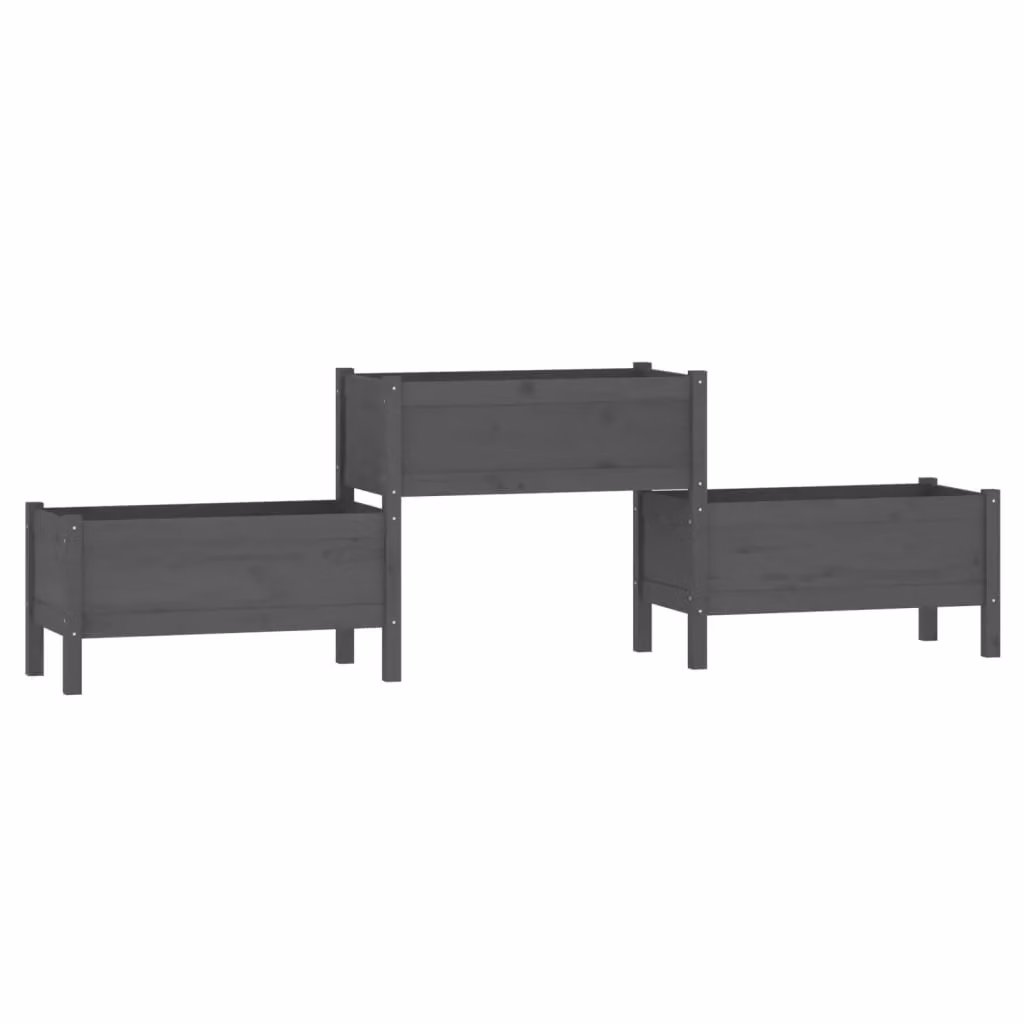 Berkfield Home Grey Solid Wood Pine Raised Bed Planter W: 245.5 cm, D: 44 cm, H: 75 cm – 2