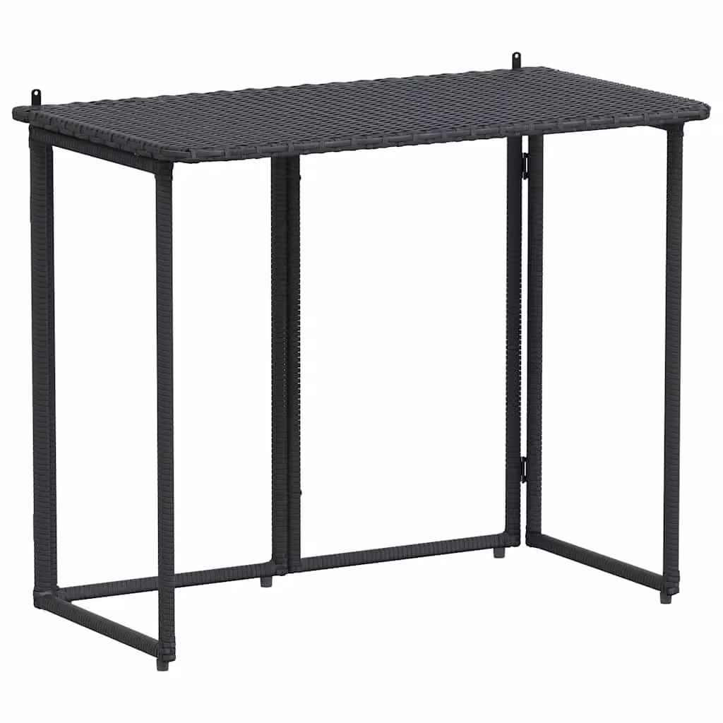 Berkfield Home Folding Garden Table in Black Poly Rattan, W/D/H: 90 x 51 x 75 cm – 2