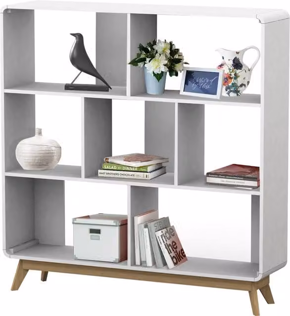 Dorel Cassie Scandinavian White MDF Display Unit with Back Panel
