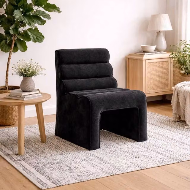 Wyld Haus Midleton Black Chenille Accent Chair with Armrests – 1