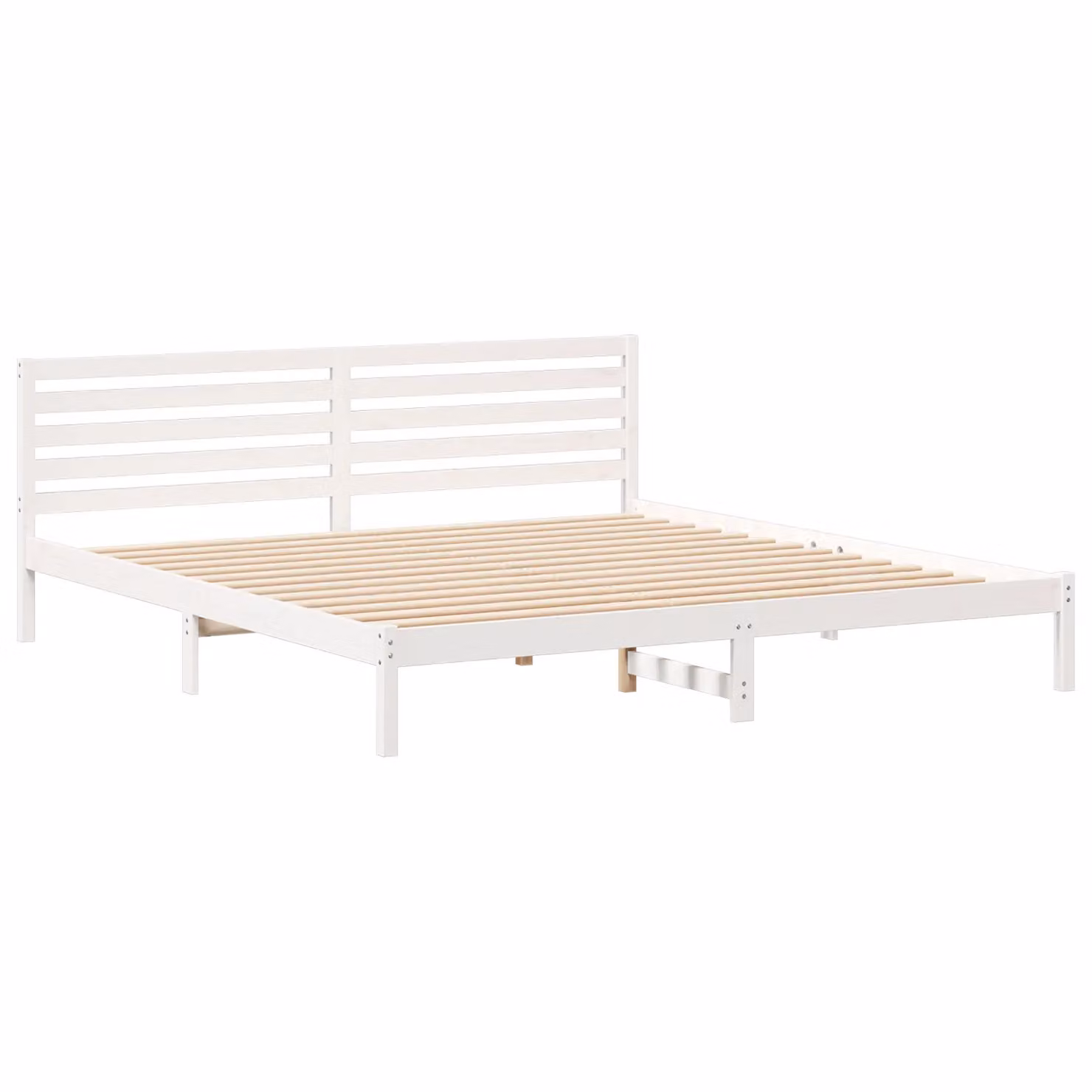 Berkfield Home White Solid Pine Wood Bed with Headboard W/D/H: 200 x 210 cm – 2