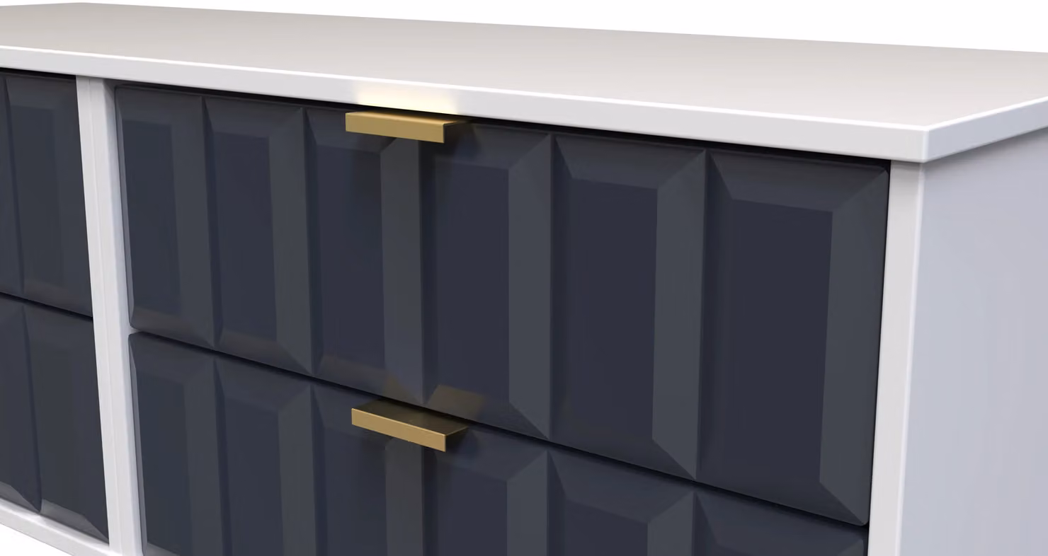 Ready Assembled 2 U Metro 4 Drawer Bed Box in Dark Blue and Gold – 2