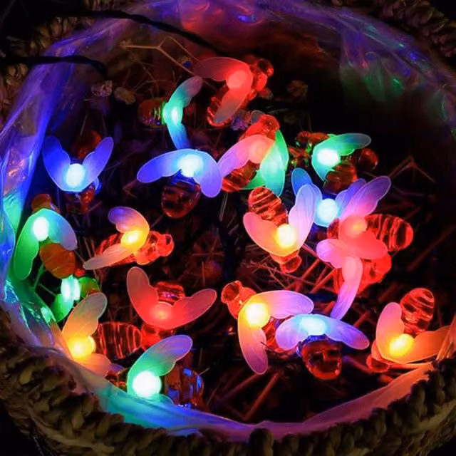 Quipulse Solar Bee Shape Garden Stake Decor Lights with 10 Multi Colour RGB Heads
