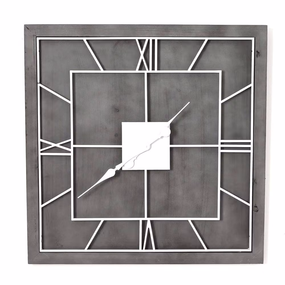 Wyld Haus Minimalist Square Analog Wall Clock in Silver, Grey and White – 2