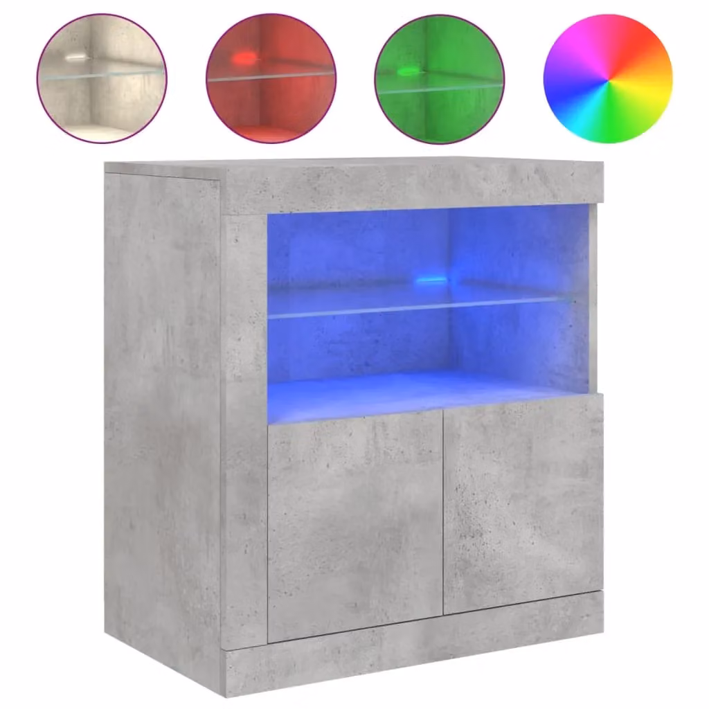 Berkfield Home Modern Sideboard with Integrated LED Lights in Grey, W/D/H: 60.5 x 37 x 67 cm – 2