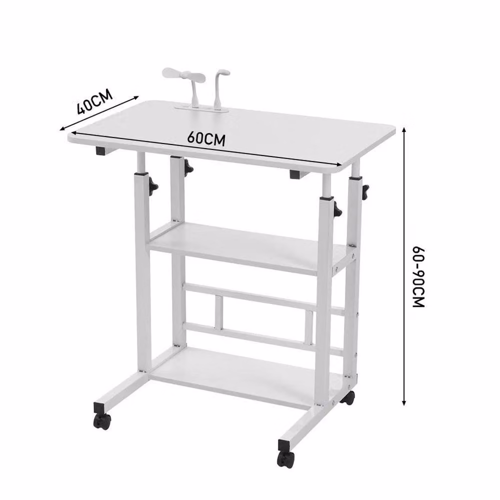 FORGEVIO Height Adjustable Small Computer Desk in White with 3 Tiers – 2