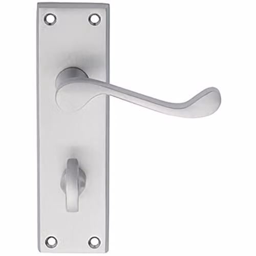 Loops Pair Victorian Scroll Bathroom Lever Handles on Backplate, Satin Chrome