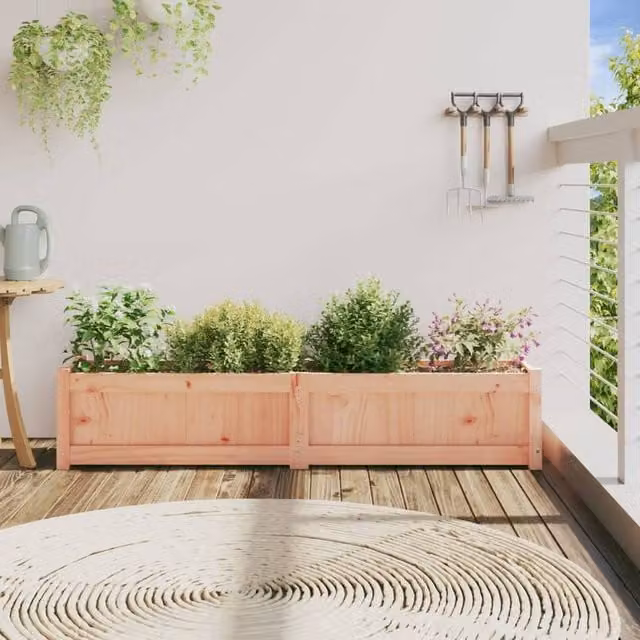 Berkfield Home Beautiful Garden Planter in Brown Solid Wood, W/D/H: 150 x 31 x 31 cm – 1
