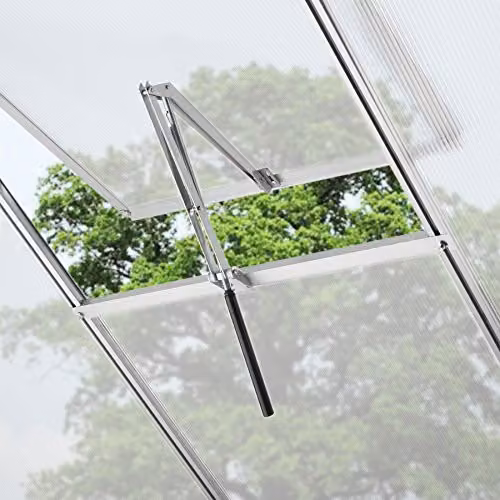 tectake Automatic Greenhouse Window Opener, Temperature-Controlled 15-35°C, 7 kg Lifting Capacity, Zinc-Plated Steel, Silver – 2