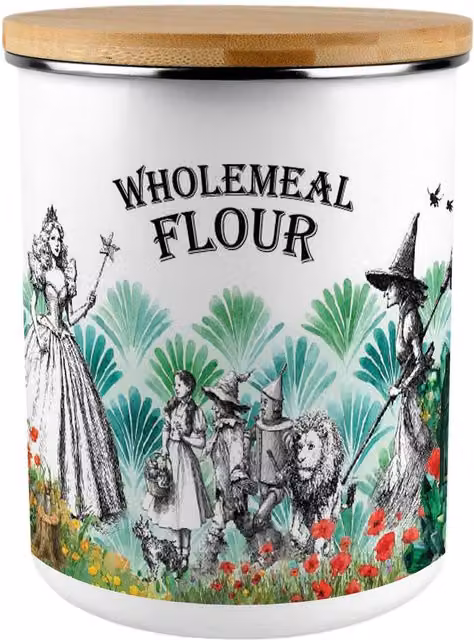 Purely Home Wizard of Oz Wholemeal Flour Enamel Kitchen Storage Canister, 2.7 l, Multicolour – 2