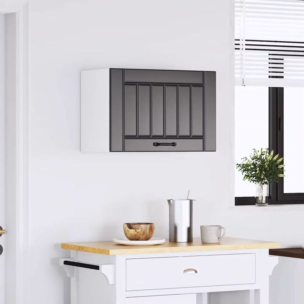 Berkfield Home Lucca Black Matt Kitchen Wall Cabinet with Glass Doors – 3