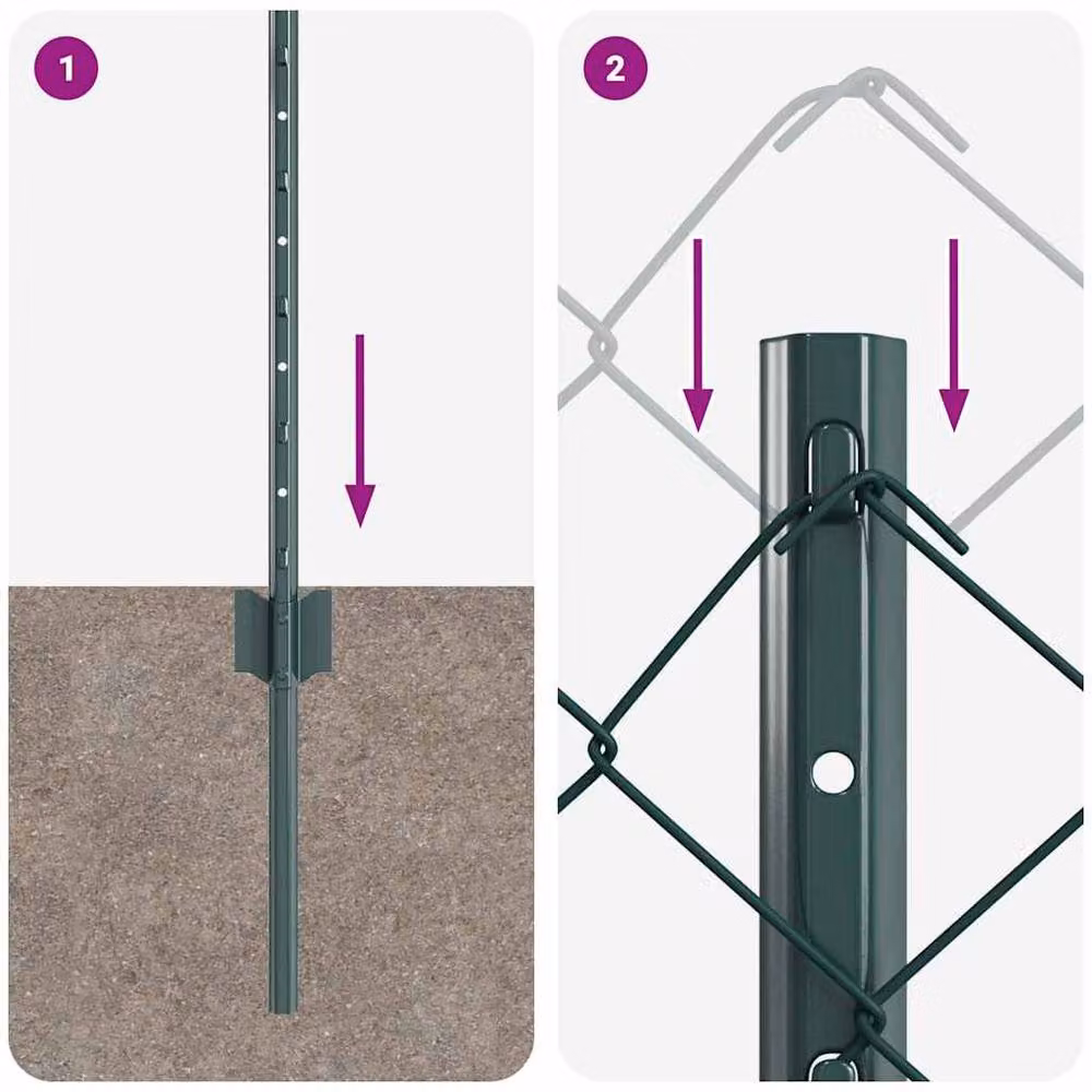 Berkfield Home Green PVC-Coated Steel Chain Link Fence with 10 In-Ground U Posts, W: 10 m, H: 0.6 m – 4