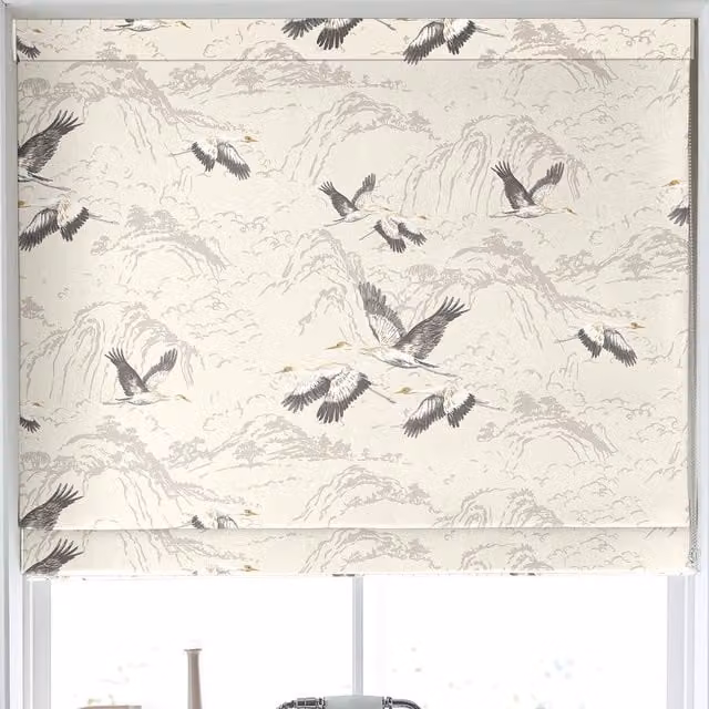 Laura Ashley Animalia Made to Measure Blackout Roman Blind in Silver Grey Cotton