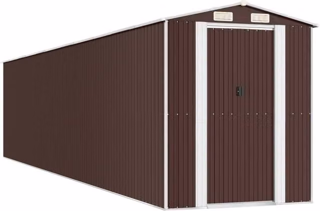 Berkfield Home Garden Shed in Dark Brown Galvanised Steel, W/D/H: 192 x 938 x 223 cm – 1