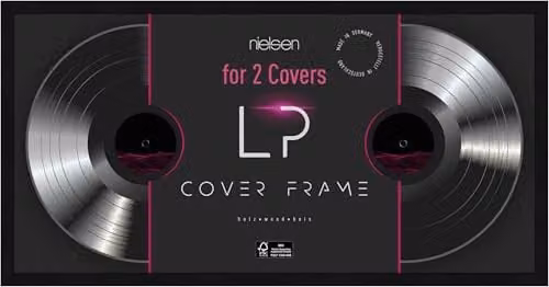 Nielsen Design Black Wood Double Vinyl Record Display Frame, W/D/H: 63.3 x 31.4 x 2.5 cm – 1