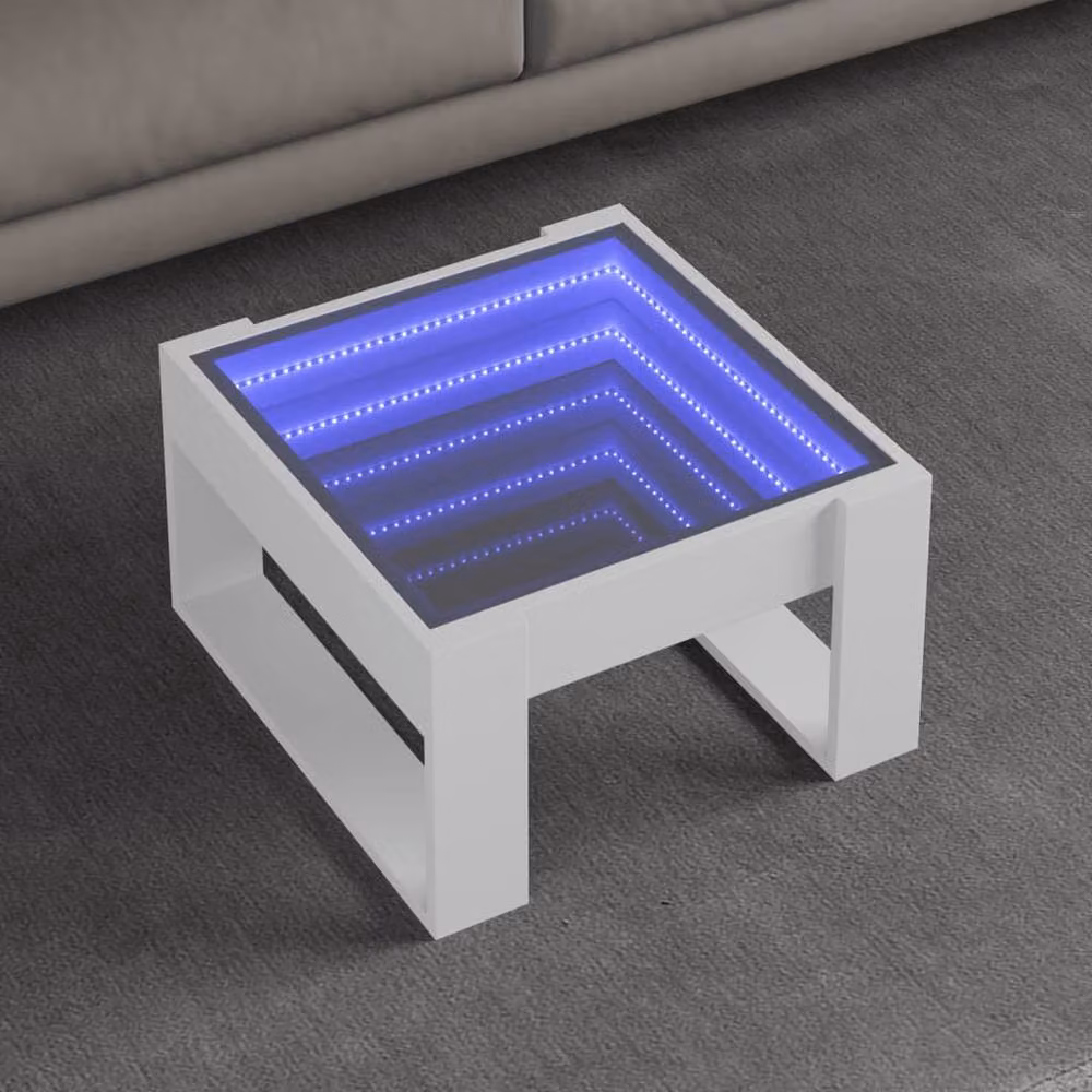 Berkfield Home Infinity LED Decorative Coffee Table, White, W: 53 cm, D: 53 cm, H: 30 cm – 2