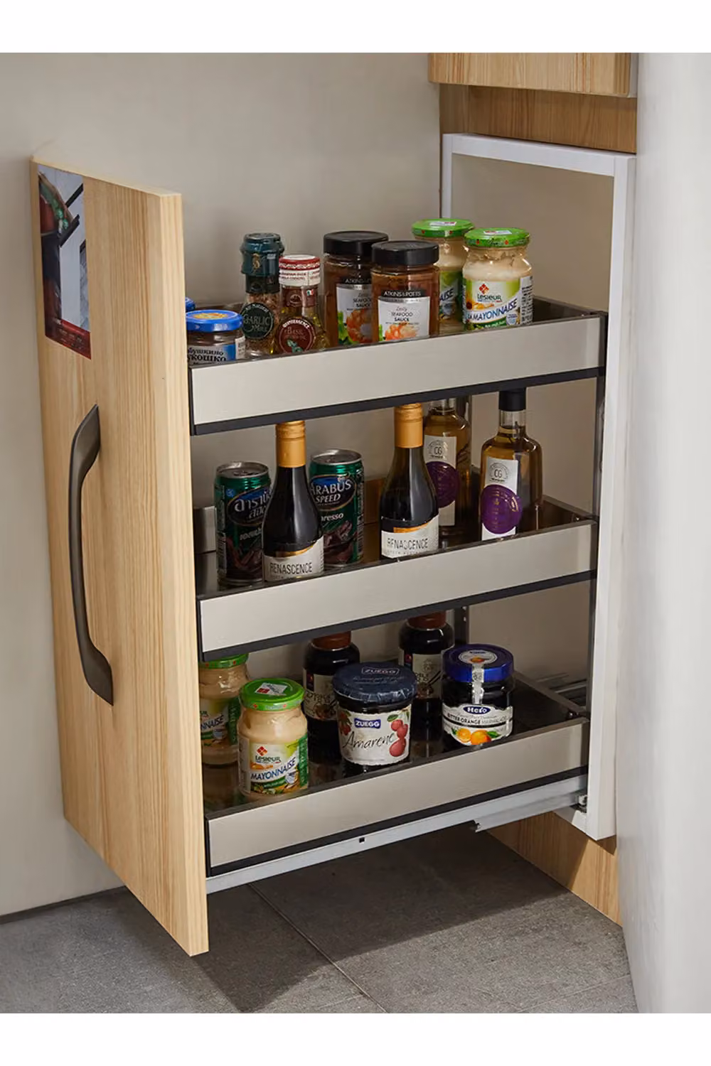 Living and Home 3-Tier Kitchen Cabinet Pull Out Drawer Storage Organiser, Black, Width: 43 cm – 3