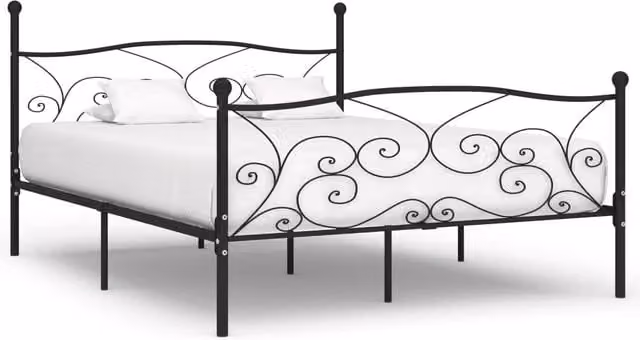 Berkfield Home Super King Bed Frame with Black Metal Slatted Base W: 180 cm, D: 200 cm