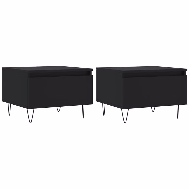 Berkfield Home Set of 2 Black Modern Nested Coffee Tables, W/D/H: 50 x 46 x 35 cm