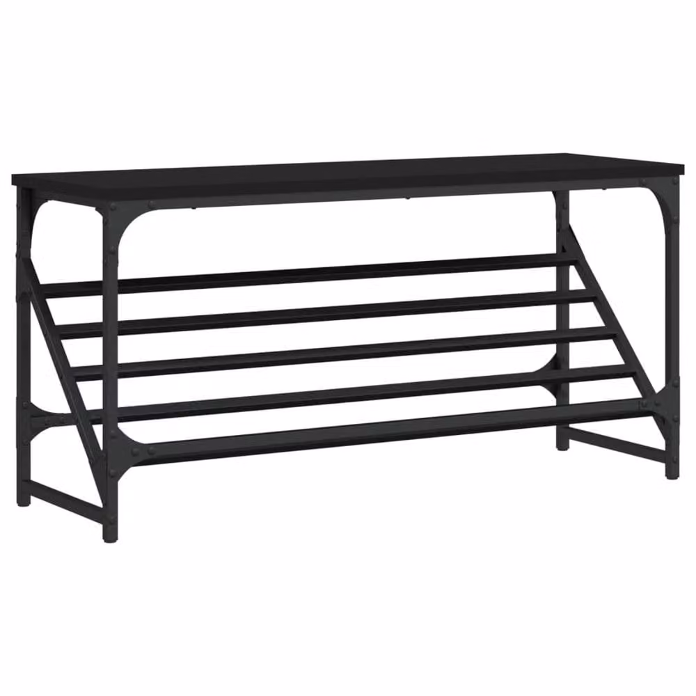Berkfield Home Black Engineered Wood Shoe Rack, W/D/H: 90 x 30 x 45 cm – 3