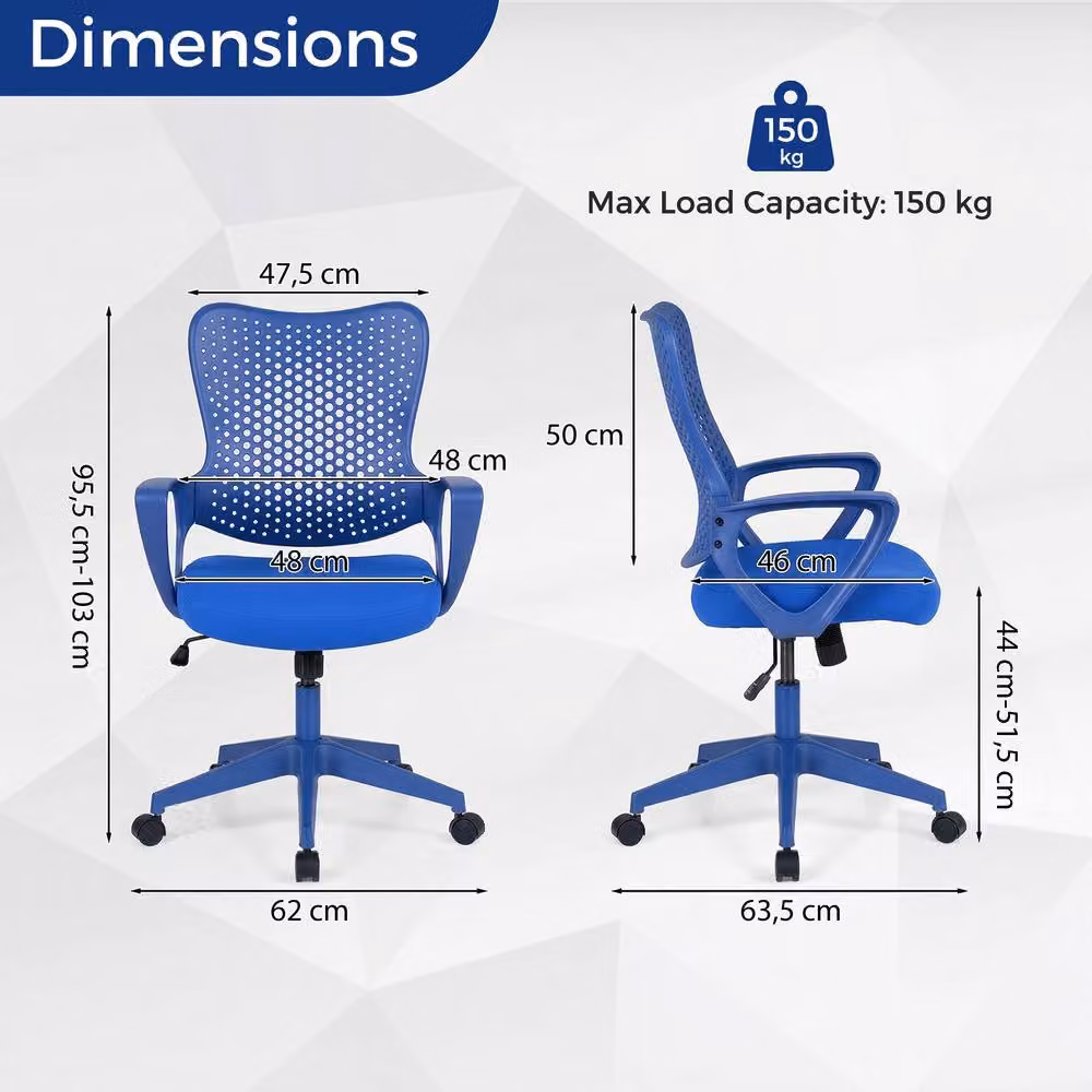Costway Ergonomic Blue Office Chair with Armrests and Padded Cushion – 2