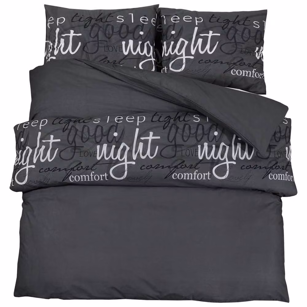 Berkfield Home Elegant Cotton Duvet Cover and Pillowcase Set, Black, W: 140 cm, L: 200 cm – 3