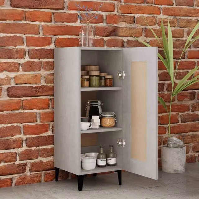 Berkfield Home Sideboard in Concrete Grey, W/D/H: 34.5 x 34 x 90 cm