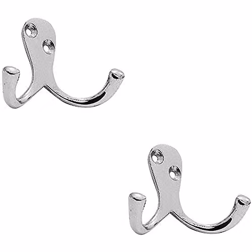 Loops 2 Pack Victorian One Piece Double Bathroom Robe Hook in Polished Chrome
