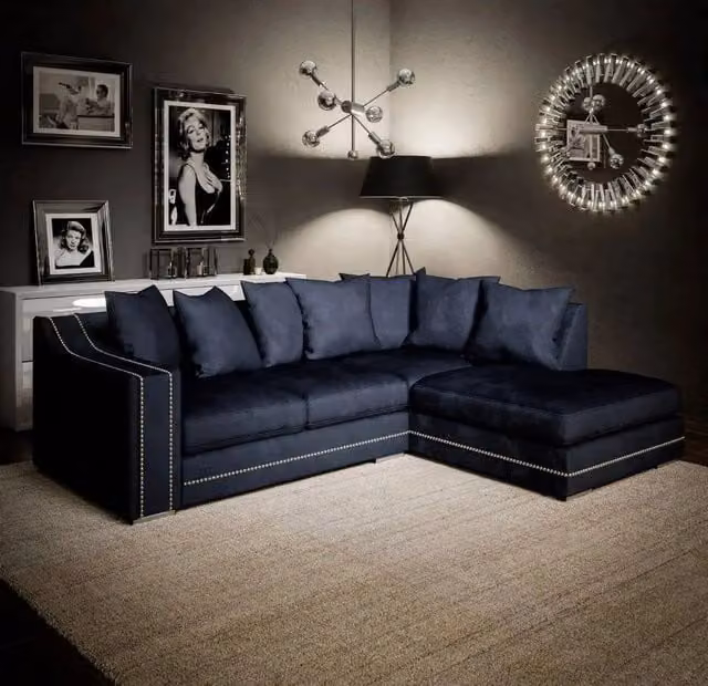 Snugg Furniture UK Limited Robin Studded Right Hand Corner Sofa in Grey Fabric